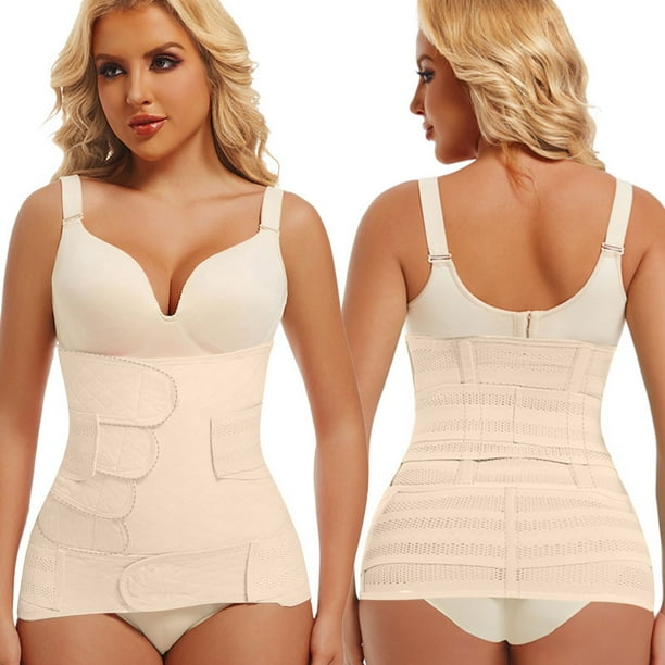 Conjunto de dos piezas para mujer, moldeador y reductor de cintura posparto con correa de cintura y conjunto moldeador corporal, correa de cintura de poliéster.