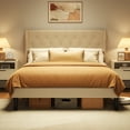 thumbnail image 6 of Lofka Full Size Bed Frame with Headboard, Platform Bed with 8-Inch Storage Space and Wood Slats, No Box Spring Needed, Beige, 6 of 8