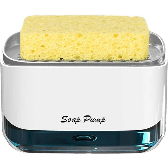 Kitchen Dish Soap Dispenser with Sponge Holder, 2-in-1 Countertop Soap Pump Dispenser, for Kitchen Sink Dishwashing Soap Dispenser