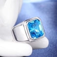 thumbnail image 3 of Men's Stainless Steel Gold/Silver/Black Plated Ring with Square Gemstone Multicolor Stone, 3 of 11