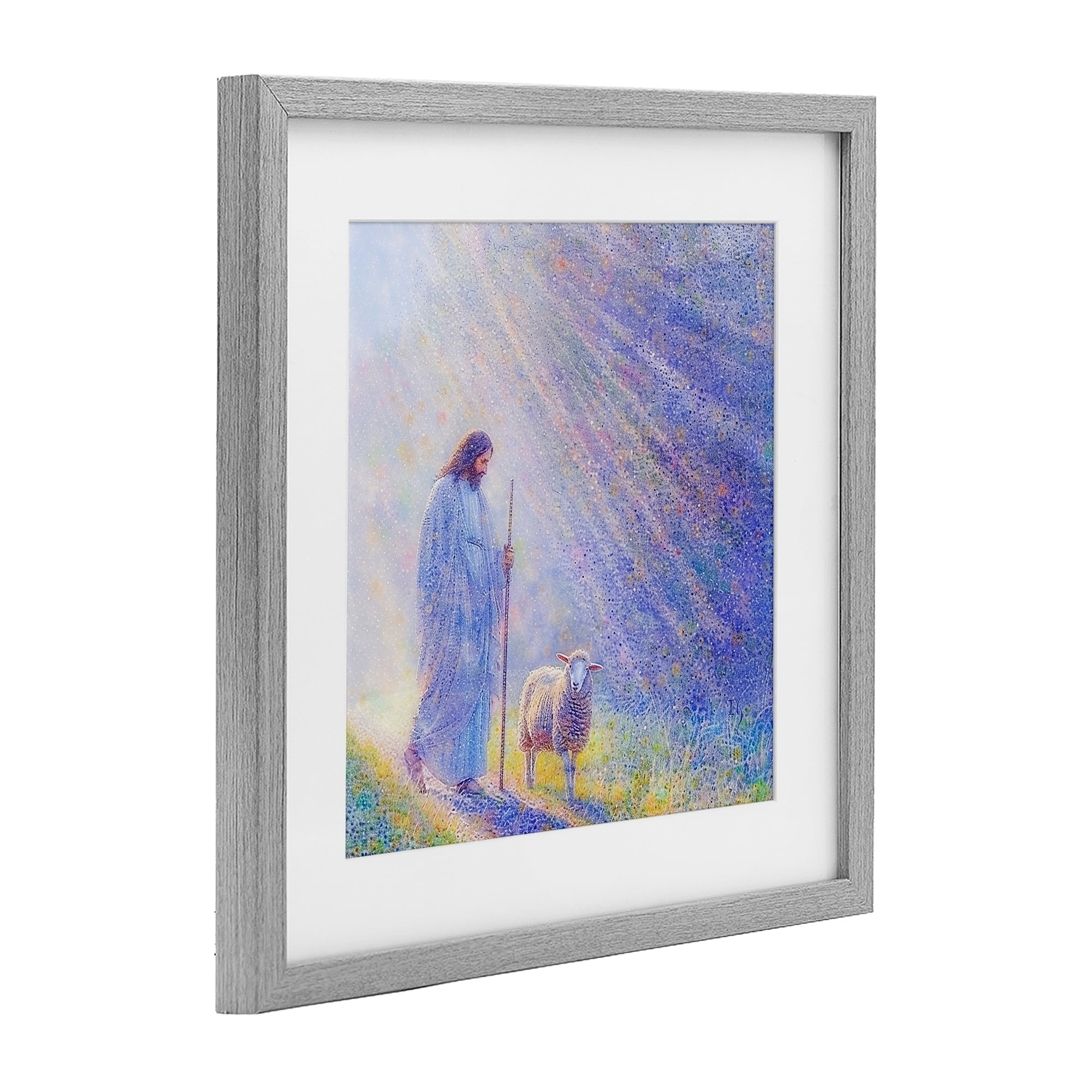 Guiding Light Shepherd Gray Framed Print Under Glass, design by Ivan Guaderrama