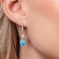 thumbnail image 3 of Gem Stone King 925 Silver and 10K Yellow Gold Swiss Blue Topaz and White Moissanite and White Lab Grown Diamond Earrings for Women | 5.06 Cttw | GemstoneNovember Birthstone | Pear Shape 10X7MM, 3 of 6