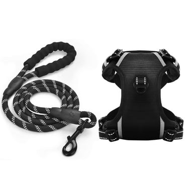 Nordmiex No Pull Dog Harness Adjustable Reflective Dog Vest Harness with 5FT Dog Leash and Handle for Small Medium Large Dogs, Black