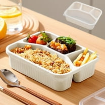Wheats Straw Squares Four Compartments Lunch Box With Transparent Lid Lunch Box Fruit Compartment Refrigerator Fresh Complementary Food Box, Xinsrenus Under $5! Wheats Straw Squares