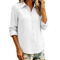 thumbnail image 2 of MLCDZ Button Down Shirts for Women Cotton Shirts Long Sleeve Dress Shirts Collared Blouses Office Business Work Casual Lightweight Solid Tunic Tops, 2 of 6