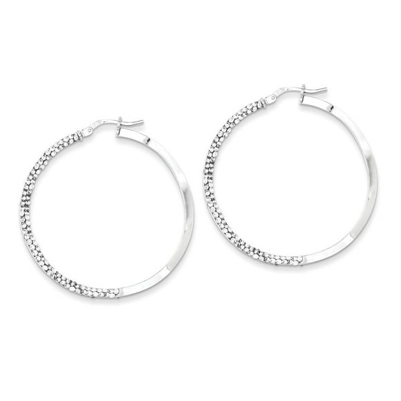 925 Sterling Silver Polished Hinged post Stellux Crystal Wavy Hoop Earrings Measures 40x40mm Wide 3mm Thick Jewelry Gift
