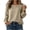 Khaki, variant on Solid Long Sleeve Crew Neck Blouses for Women Side Decor Buttons Split Hem Bubble Cuff Textured Pullover Tops