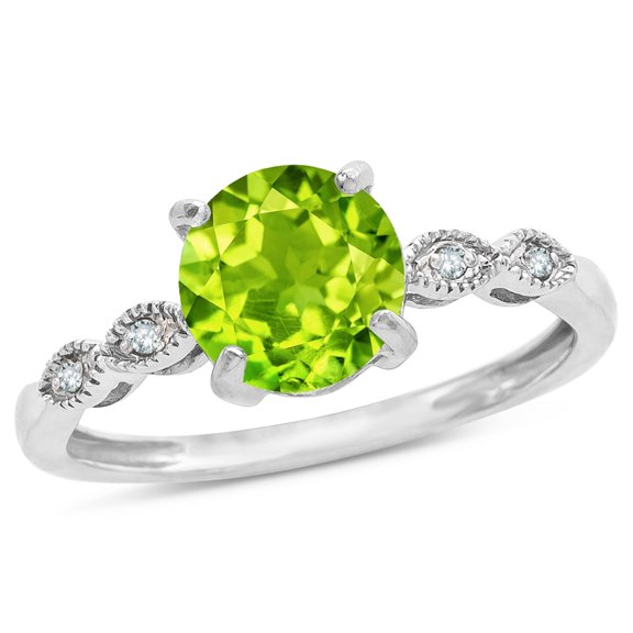 Star K� Round 7mm Genuine Peridot Vintage Antique Look Engagement Promise Ring