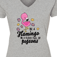 thumbnail image 4 of Inktastic Be a Flamingo in a Flock of Pigeons with Flowers Women's V-Neck T-Shirt, 4 of 5