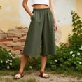 thumbnail image 2 of RUTAYY Women's Capri Pants Casual Solid Color Wide Leg Summer Loose Fit Comfortable Elastic Waist Everyday Wear Trendy Travel Trousers, 2 of 4