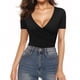 thumbnail image 1 of Blusa tipo túnica MANGOPOP para mujer, con cuello en V, fruncido, 1 of 6