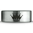 thumbnail image 2 of Tungsten Crown King Queen Heir Band Ring 8mm Men Women Comfort Fit Brushed Gray Flat Cut Black Polished, 2 of 4