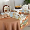 thumbnail image 5 of Orange Fall Pumpkins Table Runner-Cotton Linen- 60 Inch Holiday Dresser Scarves, Autumn Maple Leaves Blue Watercolor Tablerunner for Kitchen Coffee/Dining Bedroom Living Room Dinner Scarf Décor 13x60, 5 of 7