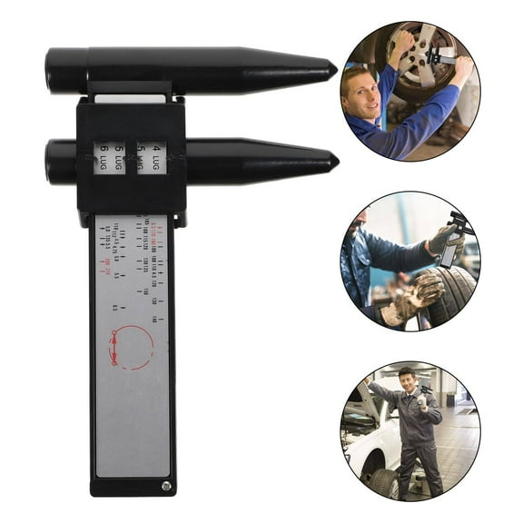 Worgeous Car Wheel Rim Gauge Black ABS Measurement Tool for Lug Hub Pitch with Lightweight Design and Durability