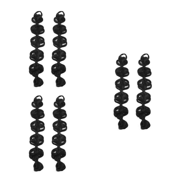 FESTFENDS Women Ponytail Extension Black Synthetic Fiber Simple and Elegant Wedding 6Pcs 17.7X2.4In