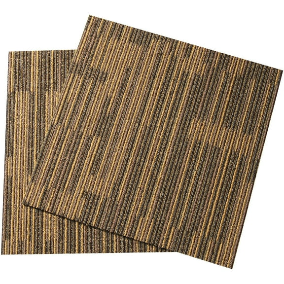 20"x20" Reusable Carpet Tiles with Attached Padding - Soft Padded DIY Floor Squares for Bedroom, Living Room (12-Pack, Mixed Brown) - Easy Install, Non-Slip