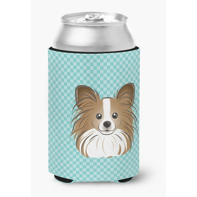Abrazadera de botella o lata Papillon azul tablero de ajedrez BB1186CC