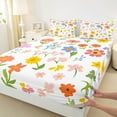 thumbnail image 3 of Feelyou Cartoon Orange Flower Full Size Sheets for Teen, Rustic Groovy Daisy Bed Sheets, Spring Floral Sheet Sets, Ultra Soft Bedroom Decor, 4 Pieces, 3 of 7