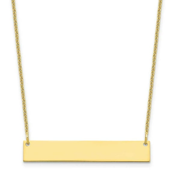 Finest Gold 10K Yellow Gold Medium Blank Bar Necklace