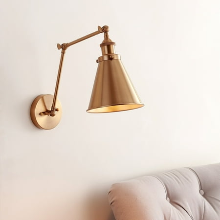 JONATHAN Y Rover 7 Classic Industrial Metal Adjustable Arm LED Wall Sconce Brass