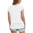 thumbnail image 4 of YUGYXL Classic Short Sleeve Shirts for Women Summer Trendy Ruched Tops Lounge V Neck Tunics Blouses Outdoor Tees White L, 4 of 9