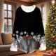 thumbnail image 1 of MHFRRA Camiseta de Manga Larga Temática con Cuello y Estampado Festivo para Uso Informal y Acogedor En Temporada Navideña. Negro, 1 of 3
