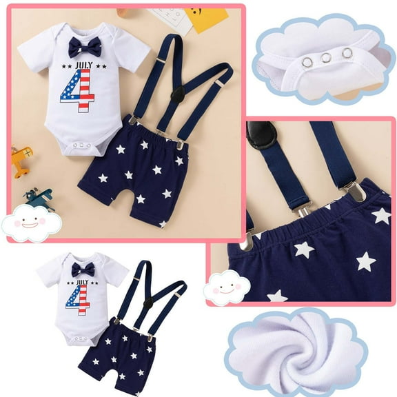 Wavsuf Newborn Outfits Set Comfort Printed Shorts Short Sleeve White Clothes Sets Size 9-12 Months