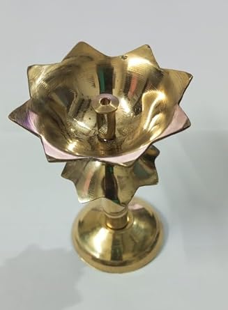 1 PCS Brass Oil LAMP Flower Design Diya Diwali Item