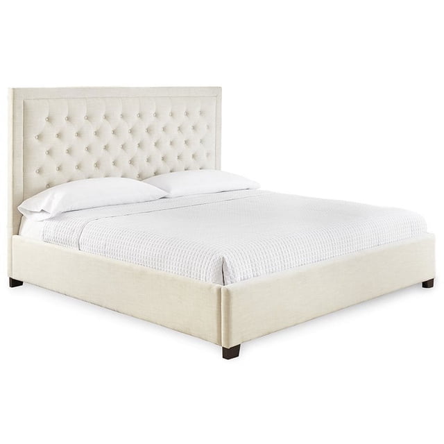 Steve Silver Isadora Lit Plateforme Grand Capitonné en Blanc