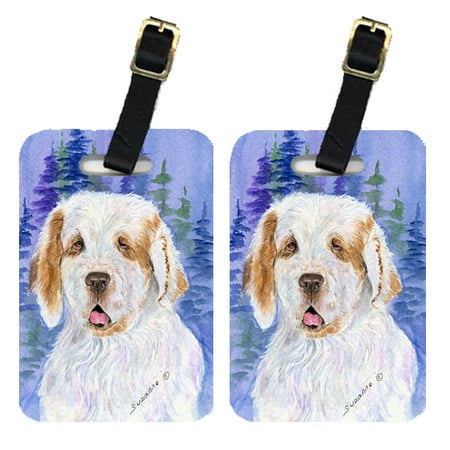 Pair of 2 Clumber Spaniel Luggage Tags