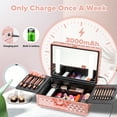 thumbnail image 6 of Travel Makeup Case with LED Mirror, Hard Shell Travel Makeup Bag With 3 Color LED Mirror, Portable Makeup Organizer With Dividers, Vanity Case For Cosmetics, 6 of 9