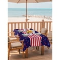thumbnail image 2 of 60x120 Inch Outdoor Tablecloth with Umbrella Hole Zipper Rectangle Independence Day Rectangular Tablecloths Outside Waterproof American Flag Red Blue Star Striped Patio Table Cover for Picnic Party, 2 of 8