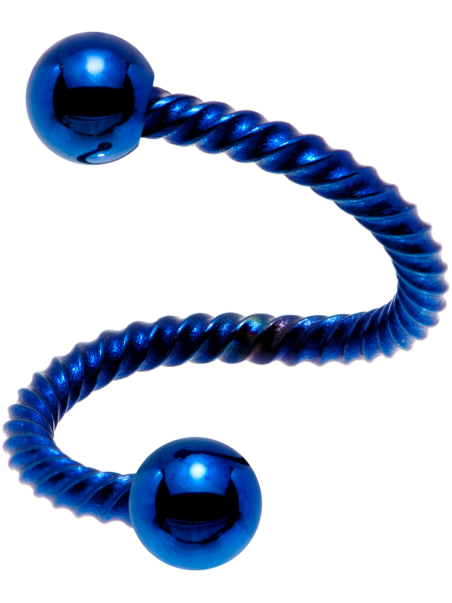 Body Candy Body Candy Unisex 14G Blue PVD Steel Twisted Spiral