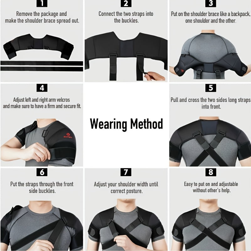 Adjustable Sports Shoulder Support Strap, Back Double Bandage, Cross Shoulder Strap Double Shoulder Support Frame