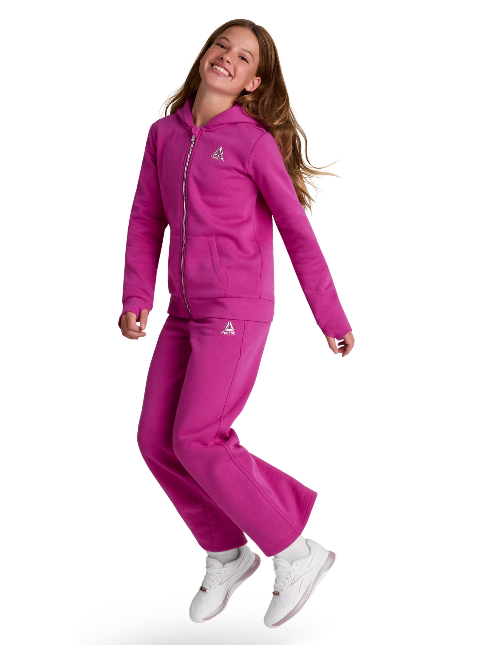 Reebok Girl’s Game Day Fleece Full Zip Hoodie, Sizes 4-18