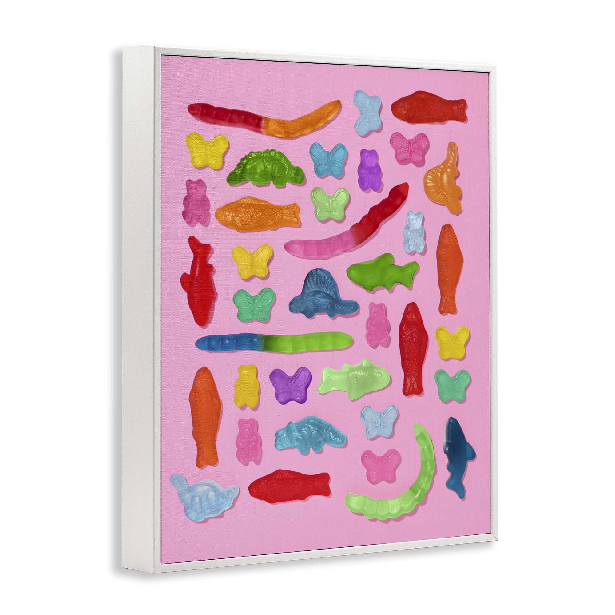 Stupell Industries Pink Gummy Animal Collage White Framed Giclee Art, design by LISH Creative