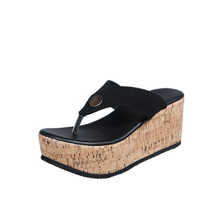 

Ferndule Womens Wedges Flip Flops Summer Thong Beach Sandals Clip Toe Chunky High Platform Summer Casual Shoes