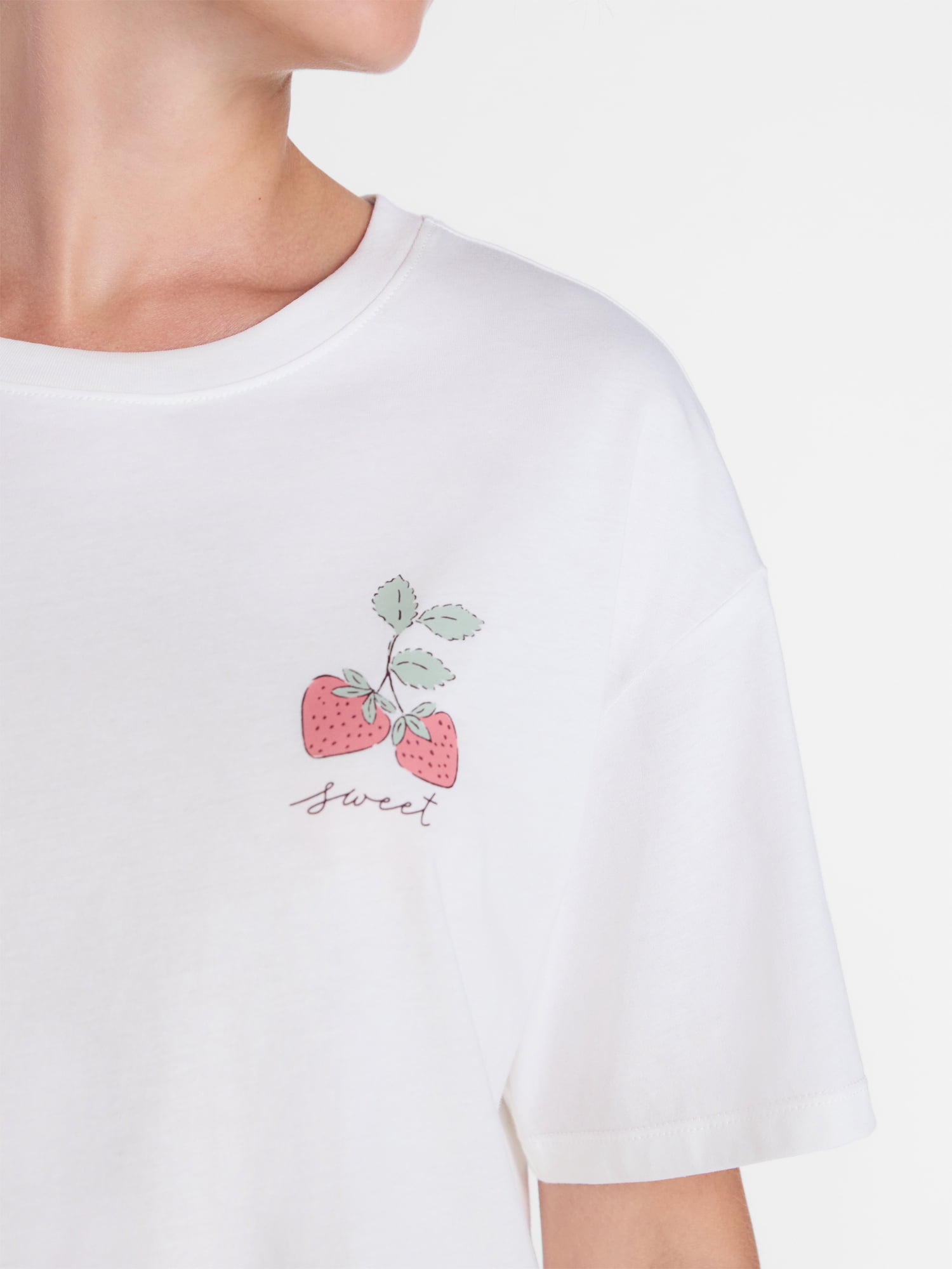 Joyspun Women's Cotton Jersey Sleep Graphic Tee with Short Sleeves, Sizes XS-3X