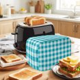 thumbnail image 3 of Toaster Cover 4 Slice, Turquoise Checkered Dustproof Bakeware Oven Protector with Top Hook, Farmhouse Buffalo Plaid Waterproof Small Kitchen Appliance Toasters Dust Cover, 12"x11"x8", 3 of 9