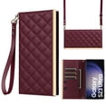 thumbnail image 2 of For Samsung Galaxy S23 Ultra Wallet Phone Case,PU Leather Folio Flip Kickstand,With Wrist Strap&Shoulder Strap,Card Slots,Shockproof Rugged Anti-fall Crossbody Phone Case Cover,Winered, 2 of 8