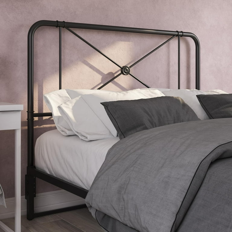 RealRooms Allysa Medallion Accented Metal Headboard Full Queen Matte Black