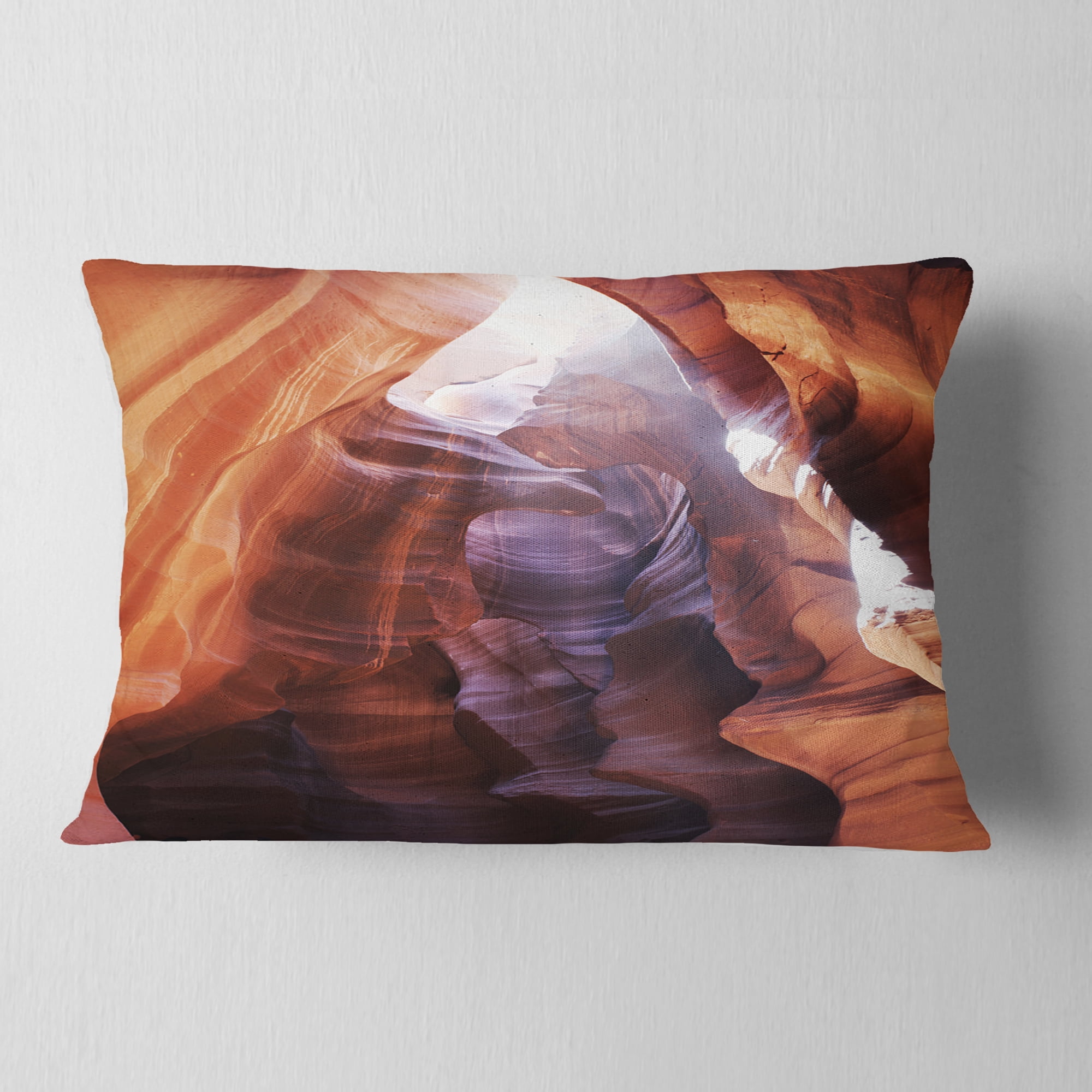 Designart Canyon Antelope with Purple Sunlight - Modern Landscape Printed Throw Pillow - 12x20