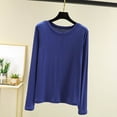 thumbnail image 2 of StSilkitty Pajama Tops for Women Long Sleeve Crew Neck Lounge Sleepwear T-Shirts Solid Color Lightweight Pullover Blouses, 2 of 5