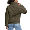 thumbnail image 4 of Lovskoo 2024 Womens Winter Coats Quilted Jacket Long Sleeve Solid Color Casual Stand Collar Cardigan Cotton Jacket Outerwear Padded Coat Olive Green, 4 of 6