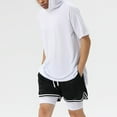 thumbnail image 2 of Men's Summer Hoodies Short Sleeve Lightweight Quick Dry Spandex Workout Fitness Tees Summer Casual Hooded Tops (M, White), 2 of 6