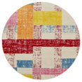 thumbnail image 1 of LR Home WHIMS81263CMR48RD Tapis d'Intérieur Rond à Carreaux Coulissants Fantaisiste, Crème & Rouge - 4 Pi. 8 Po., 1 of 1