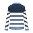thumbnail image 4 of Dazajoo Womens Long Sleeve Waffle Knit Tunic Oversized Colorblock Sweatshirts with Denim Patchwork Dressy Y2K Streetwear,Navy,S, 4 of 5