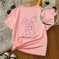 thumbnail image 2 of Toddler Girl Shirts Children's Casual Letter Pattern Print Multicolor Round Neck Short Sleeves Girls' Tops, Tees Pink, 2 of 6
