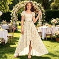 thumbnail image 2 of FYDUU Flower Girl Dress Girls Flutter Sleeve Floral Dresses Summer Ruffle Flowy Long Maxi Dress Elegant Party A-Line Sundress for Girls 5-6 Years, 2 of 4