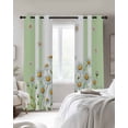 thumbnail image 4 of Spring Daisy Blackout Curtains for Bedroom Living Room Darkening Curtains 63 Inches Long Watercolor Flowers Floral Green Stripes Window Curtain 2 Panels Set Window Treatment Grommet Drapes 42"x63", 4 of 9
